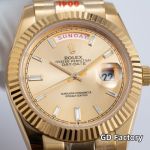 Rolex Day-date 8285 Movement 40mm Yelllow Gold Face Index Markers Yellow Gold President Strap Men Watch